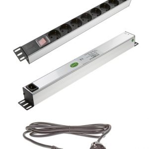 PDU08SASUP PDU power panel 8x230V maitinimo blokas rozetynas aliuminis istraukiamas laidas